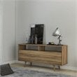 Boahaus Cousy Modern Wood Sideboard with 2 Open Shelves in Brown