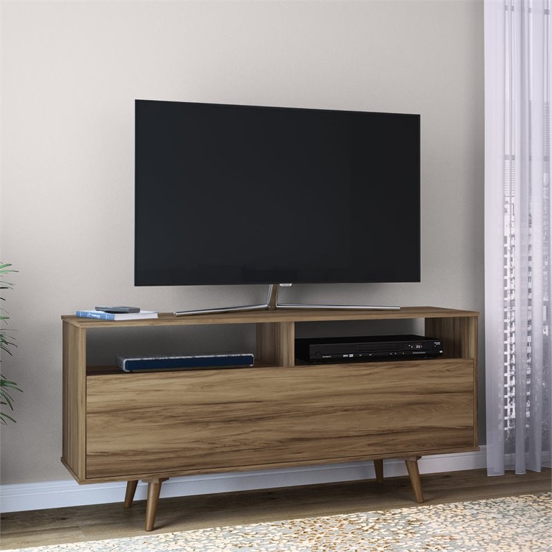Boahaus Cousy Modern Wood Sideboard with 2 Open Shelves in Brown