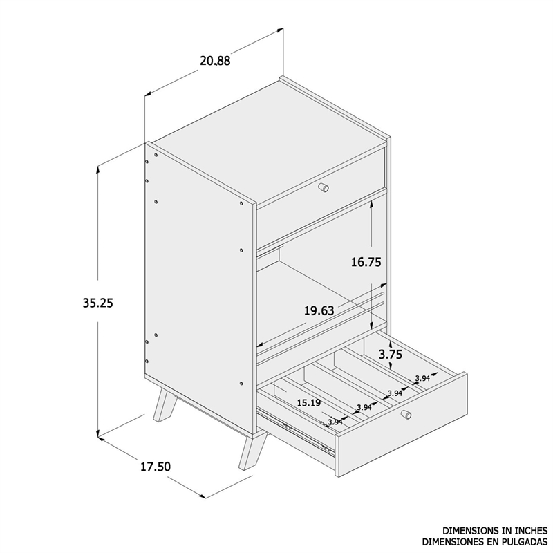 Boahaus Belfast 2-Drawer Modern Wood Mini Bar with Open Shelf in Gray