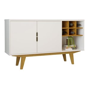 Boahaus Bournemouth Modern Wood Wine Cabinet with Open Shelf in White/Brown