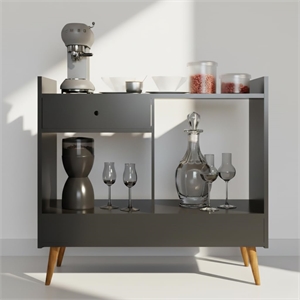 Boahaus Coventry Modern Wood Mini Bar with 2 Storage Shelves in Brown