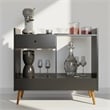 Boahaus Coventry Modern Wood Mini Bar with 2 Storage Shelves in Brown