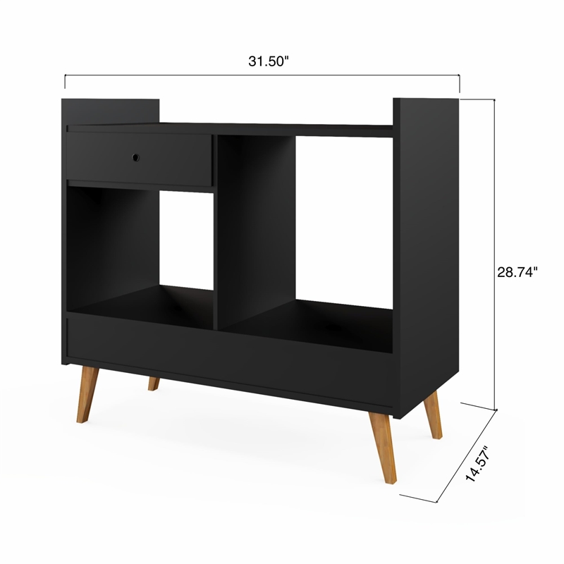 Boahaus Coventry Modern Wood Mini Bar with 2 Storage Shelves in Brown