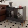 Boahaus Coventry Modern Wood Mini Bar with 2 Storage Shelves in Brown