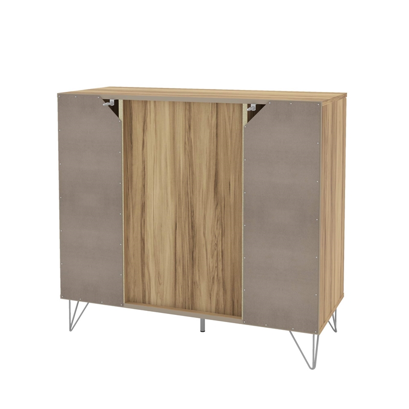 Boahaus Dublin Modern Wood Bar Cabinet with Built-in Wine Rack in Brown