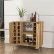 Boahaus Dublin Modern Wood Bar Cabinet with Built-in Wine Rack in Brown