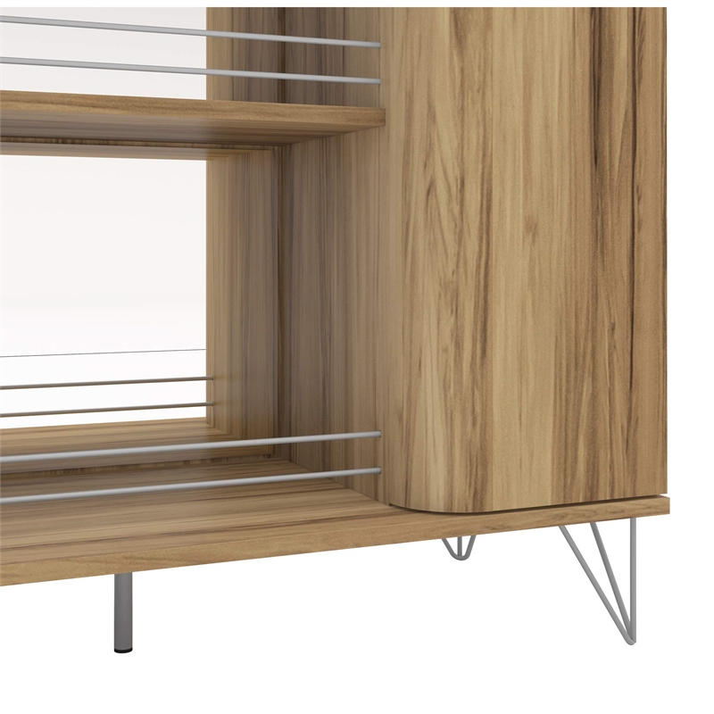 Boahaus Dublin Modern Wood Bar Cabinet with Built-in Wine Rack in Brown