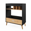 Boahaus Exeter Modern Wood Mini Bar with Glass Doors in Brown