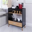 Boahaus Exeter Modern Wood Mini Bar with Glass Doors in Brown