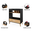 Boahaus Exeter Modern Wood Mini Bar with Glass Doors in Brown