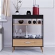 Boahaus Exeter Modern Wood Mini Bar with Glass Doors in Brown