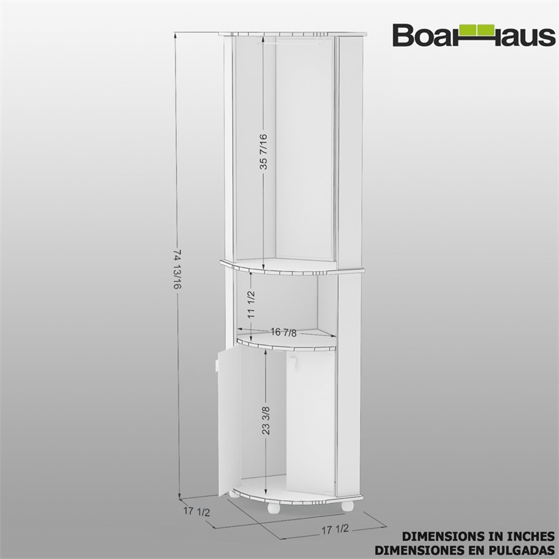 Boahaus Glasgow Modern Wood Corner Bar with Open Compartment in Dark Brown