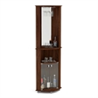 Boahaus Glasgow Modern Wood Corner Bar with Open Compartment in Dark Brown