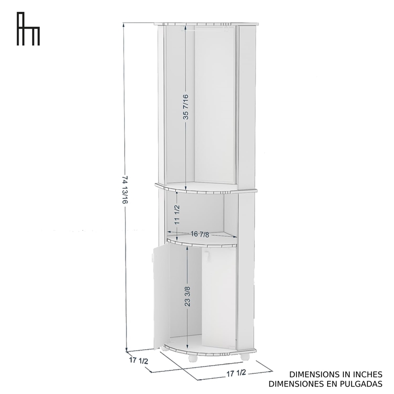 Boahaus Glasgow Modern Wood Corner Bar with Open Compartment in Dark Brown