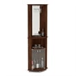 Boahaus Glasgow Modern Wood Corner Bar with Open Compartment in Dark Brown