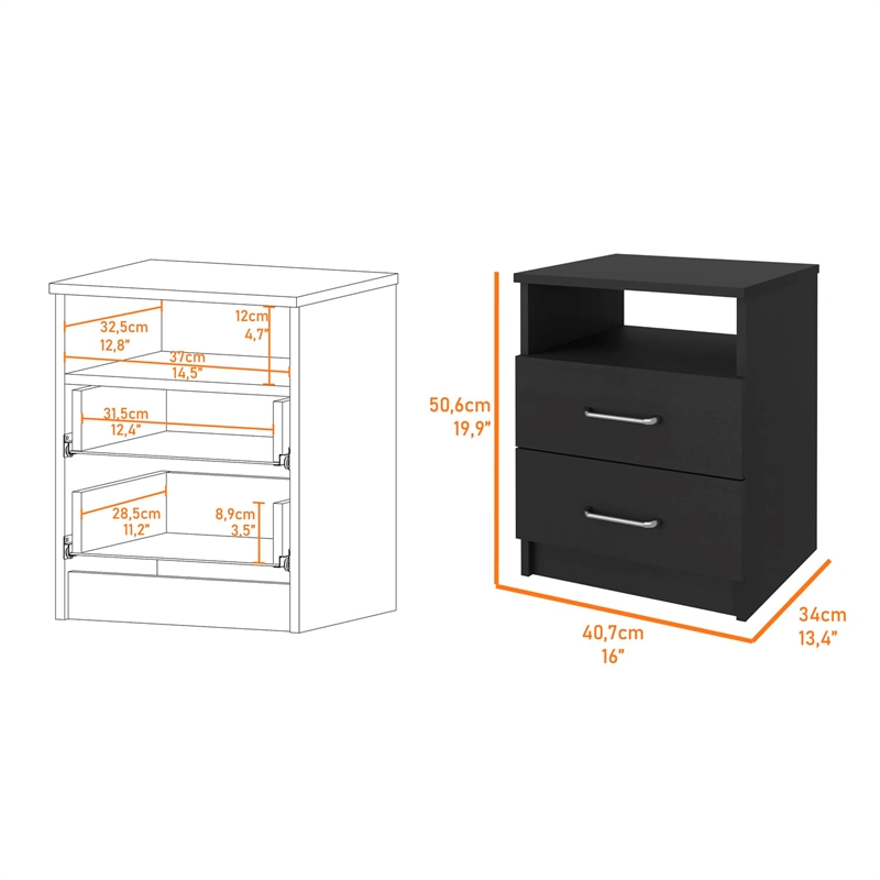 Boahaus Palma Nightstand (Black)