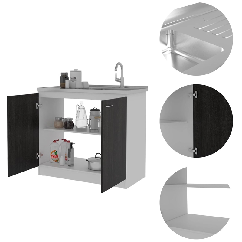 Boahaus Dunkerque Kitchen Base Cabinet (Black)