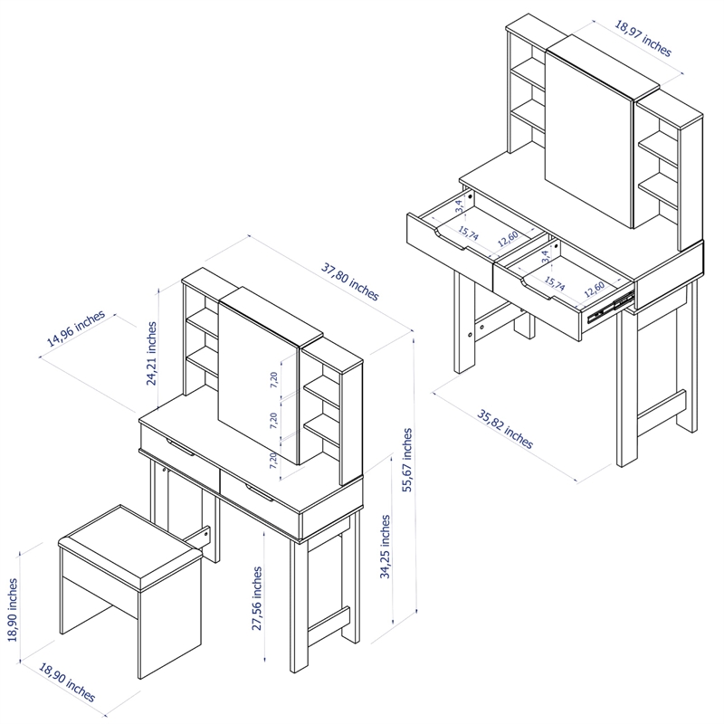 Boahaus Hera Modern White Vanity Set