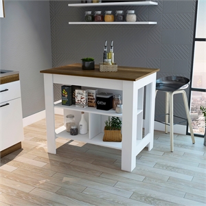 Boahaus Le Havre Kitchen Island  (White - Dark Brown)