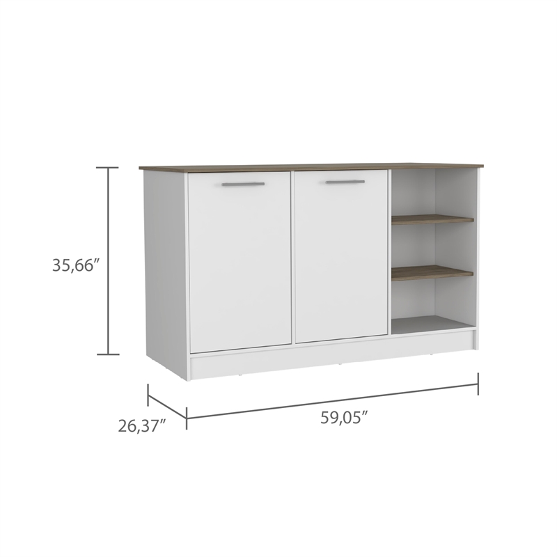 Boahaus Bayonne Kitchen Base Cabinet (White - Walnut)