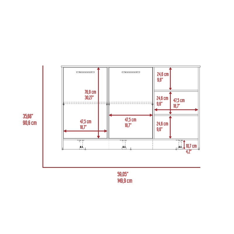 Boahaus Bayonne Kitchen Base Cabinet (White - Walnut)