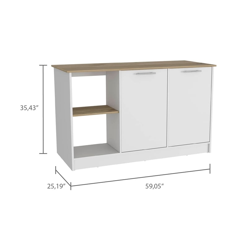 Boahaus Quimper Kitchen Base Cabinet (White - Dark Brown)