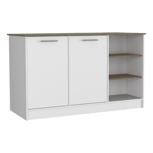 Boahaus Quimper Kitchen Base Cabinet (White - Dark Brown)