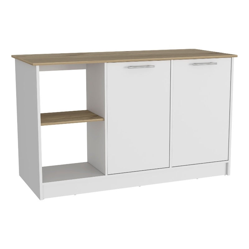 Boahaus Lorient Kitchen Island (White-Brown)