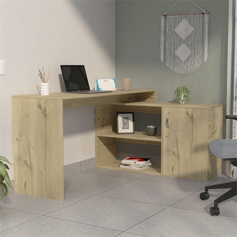 Boahaus Linyi L-Shaped Computer Desk (Oak)