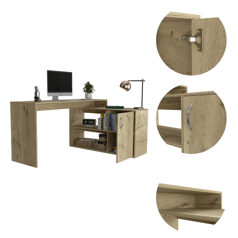 Boahaus Linyi L-Shaped Computer Desk (Oak)