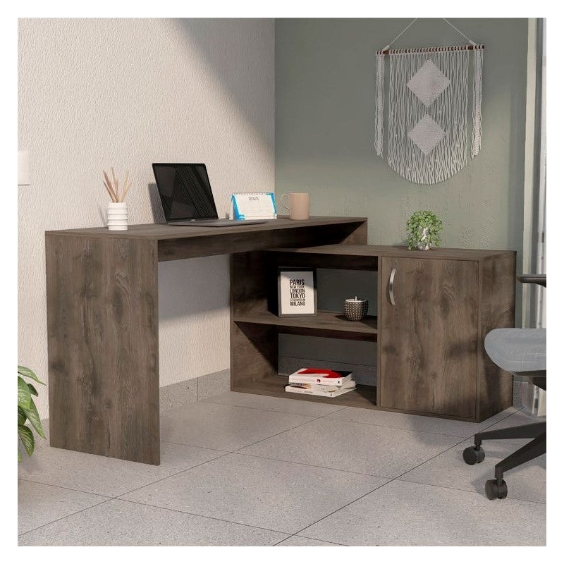 Boahaus Linyi L-Shaped Computer Desk (Dark Brown)