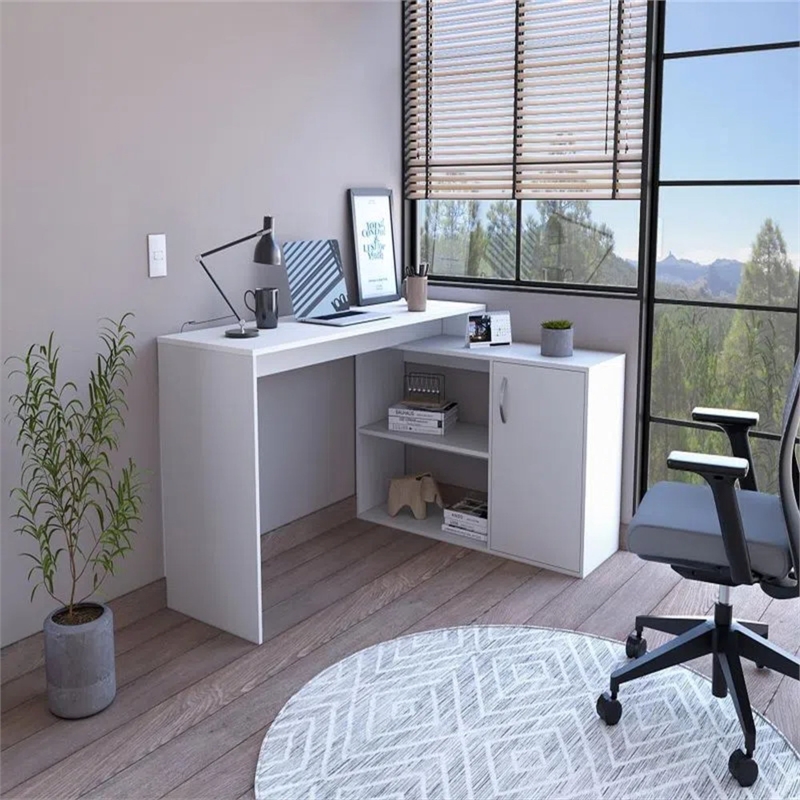 Boahaus Linyi L-Shaped Computer Desk (Smoked White)