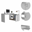 Boahaus Linyi L-Shaped Computer Desk (Smoked White)