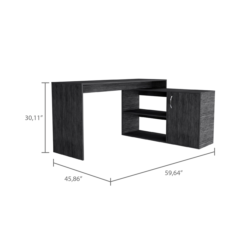 Boahaus Linyi L-Shaped Computer Desk (Smoked White)