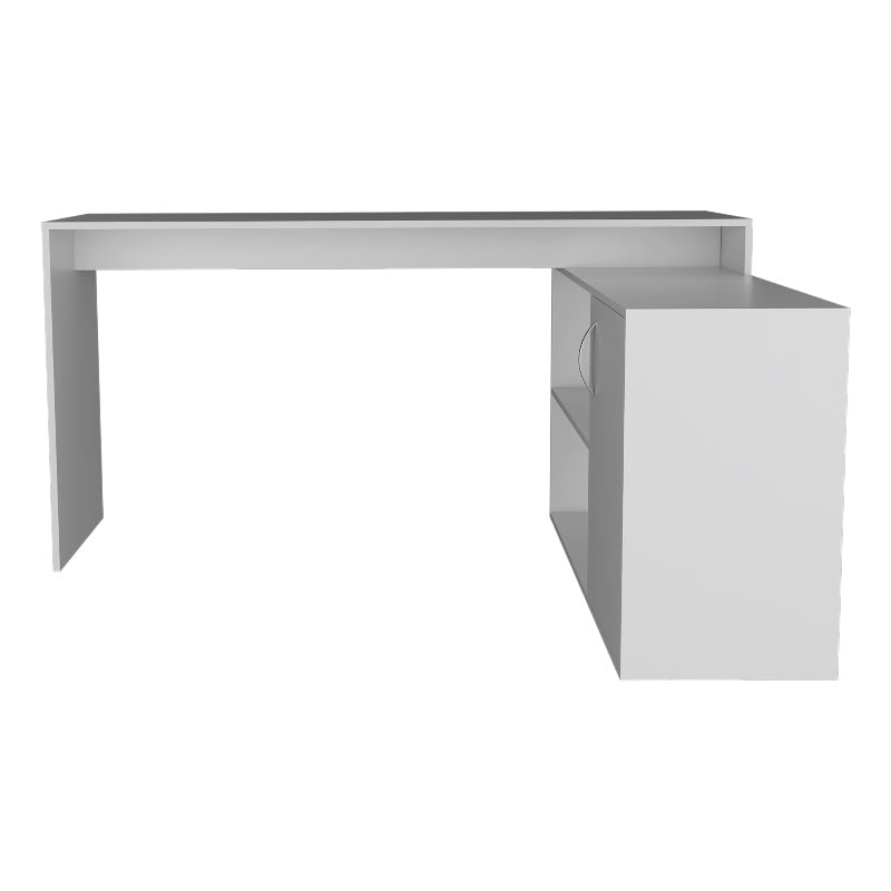 Boahaus Linyi L-Shaped Computer Desk (Smoked White)