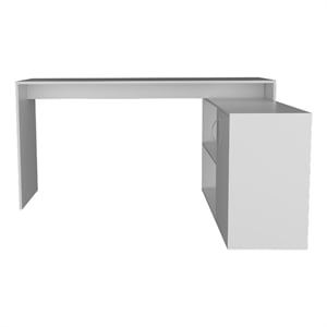 Boahaus Linyi L-Shaped Computer Desk (Smoked White)
