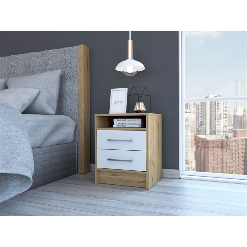 Boahaus Malaga Nightstand  (White - Brown)