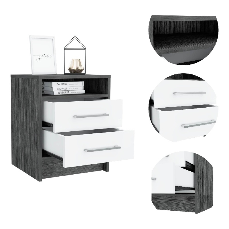 Boahaus Malaga Nightstand  (White - Gray)