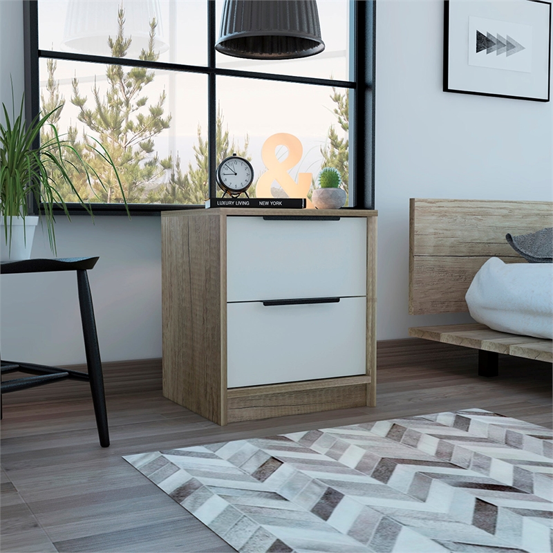 Boahaus Toledo Nightstand  (White - Brown)