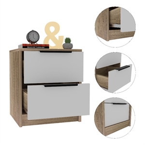 Boahaus Toledo Nightstand  (White - Brown)