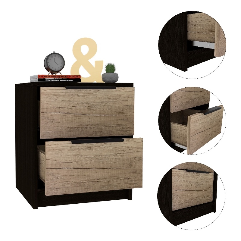 Boahaus Toledo Nightstand  (Black - Brown)