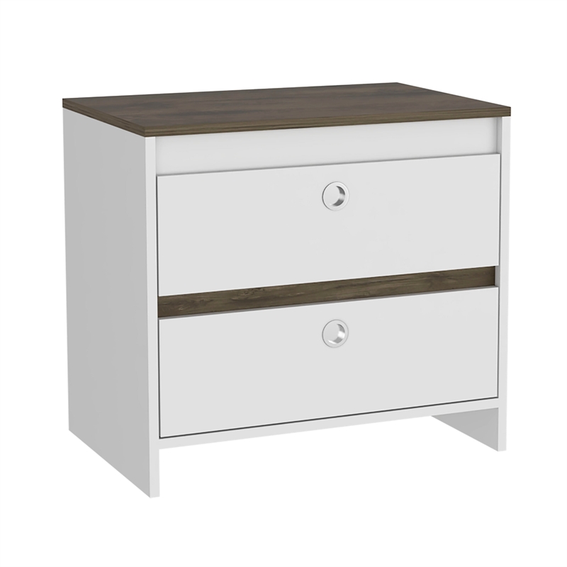 Boahaus Elche Nightstand (White-Dark Brown)