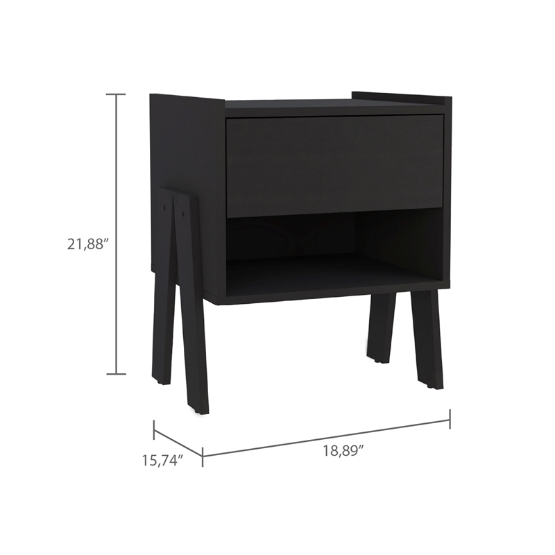 Boahaus Elche Nightstand (White-Dark Brown)
