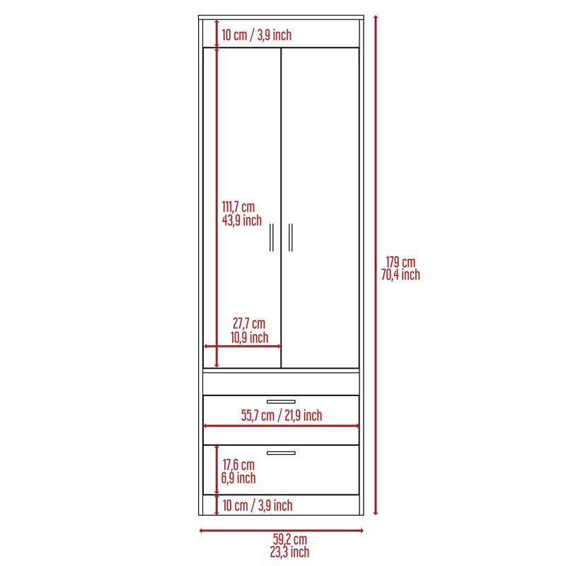 Boahaus Essen Armoire (Light Gray)