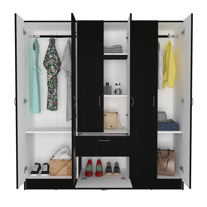 Boahaus Cologne Armoire (Black Wengue/White)