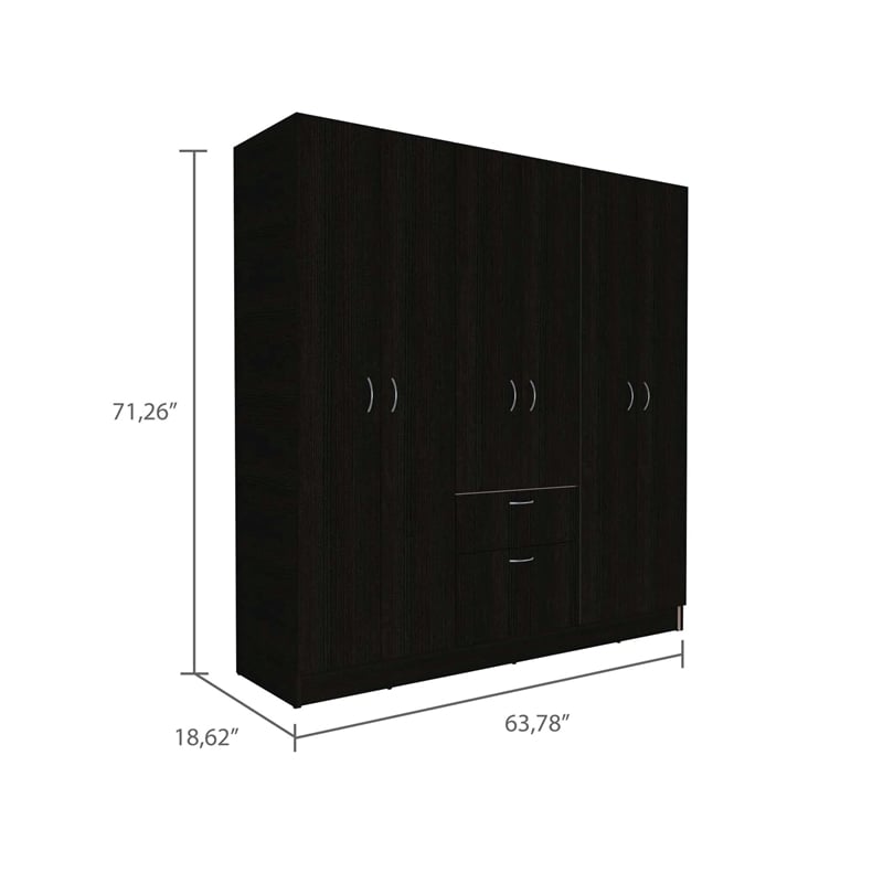 Boahaus Cologne Armoire (Black Wengue/White)