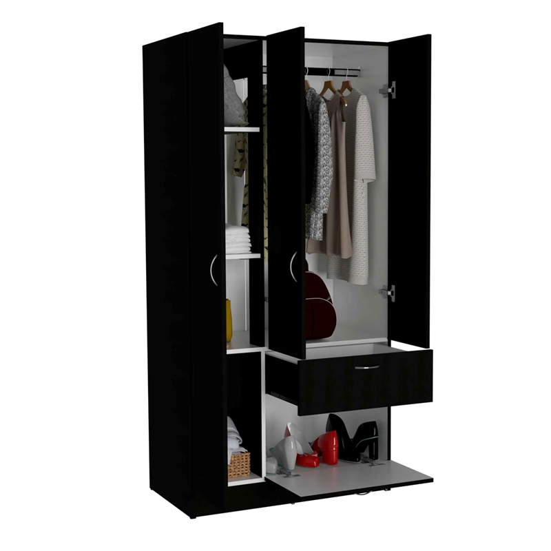 Boahaus Dresden Armoire (Black Wengue/White)