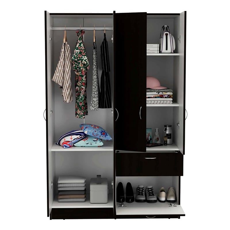 Boahaus Kiel Armoire (Black Wengue/White)