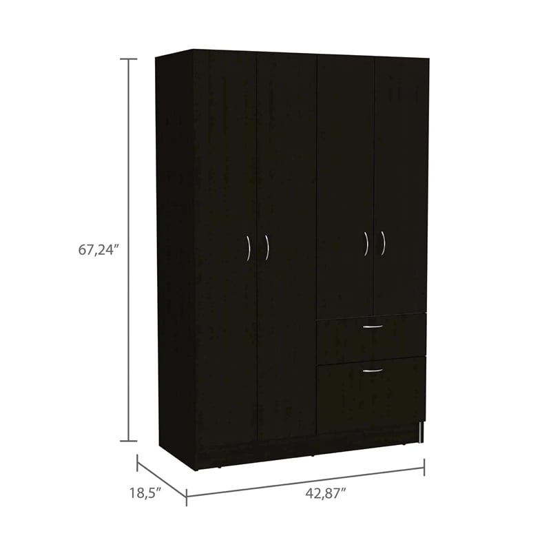 Boahaus Kiel Armoire (Black Wengue/White)