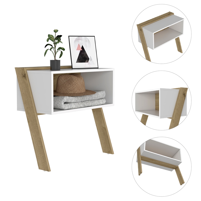 Boahaus Eibar Nightstand (Light Oak/White)